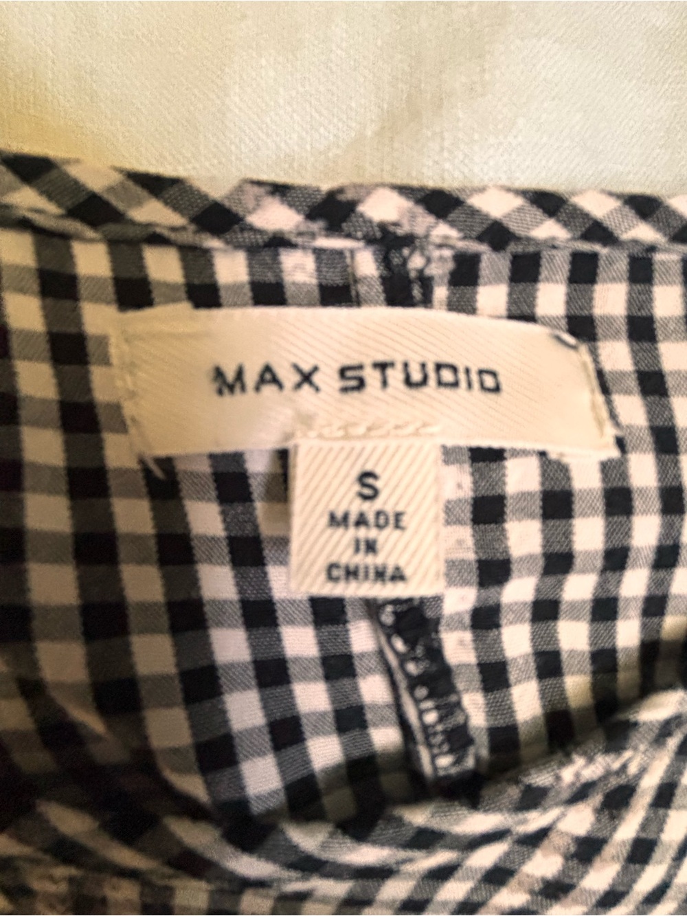 Max Studio Black and White Gingham Tiered Blouse - Picture 2 of 3